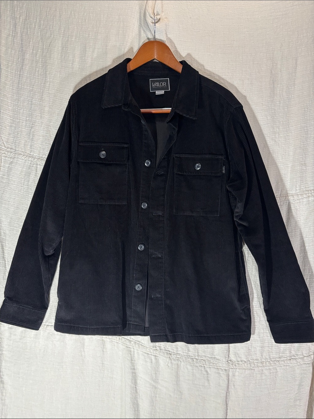 Valor Collective Black Corduroy Shirt Jacket M Cotton Streetwear Heavyweight EUC